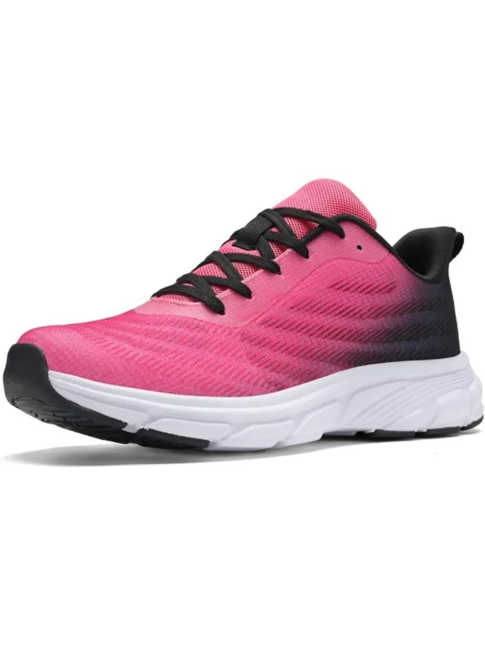 Women's Rose Red Black Running Shoes Breathable Casual Non Slip Walking Sneakers